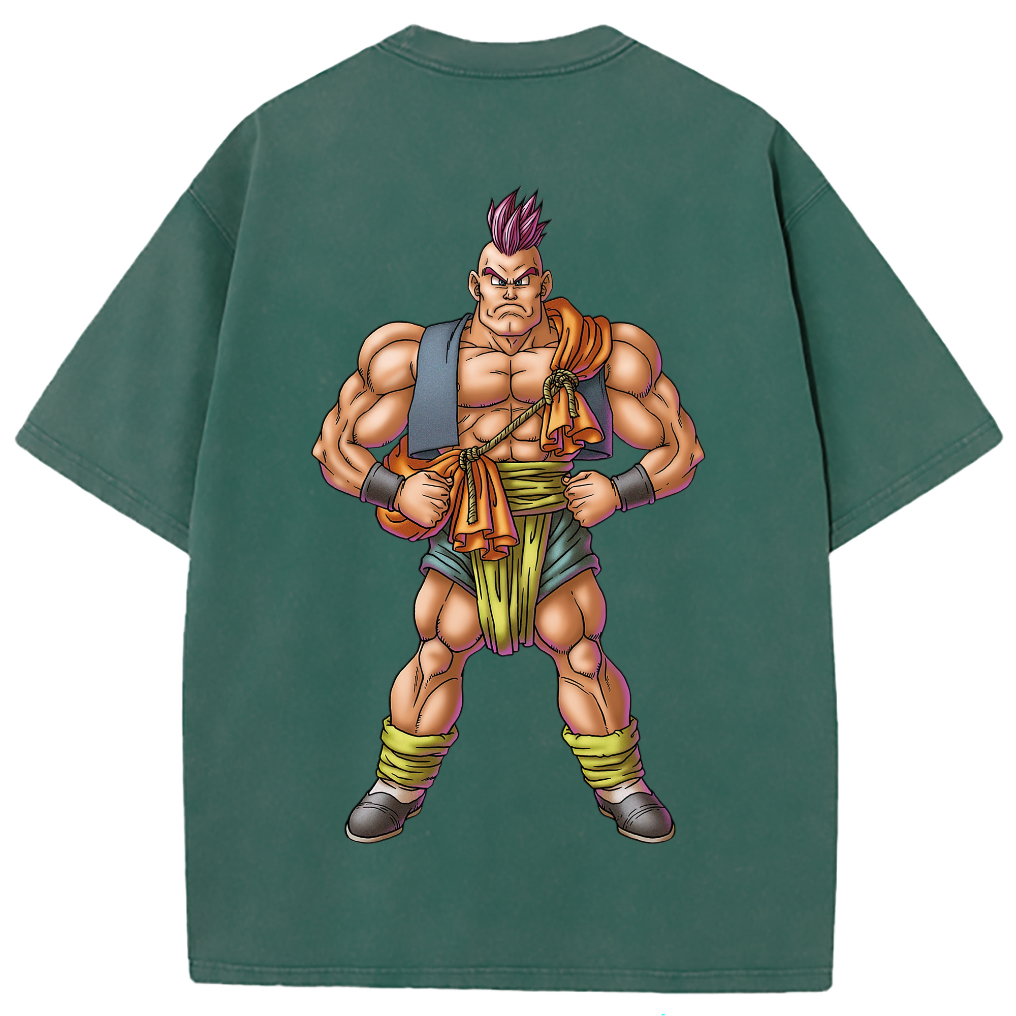 （画像用） ドラゴンクエスト Doragon Kuesuto Dragon Quest 綿100% ヴィンテージ風 半袖Tシャツ（背面プリント）